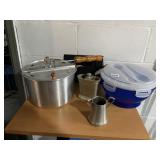 POPCORN POPPER, SALAD BOWL WITH LID, PEWTER