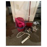 BUCKET, WATERING CAN, PLUG BAR, WIRE BASKET WITH