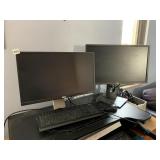 TWO DELL MONITORS AND KEYBOARD
