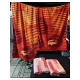2 HUGE LACOSTE BEACH TOWELS AND 2 SLIGHTLY
