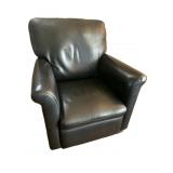 ITALSOFA BLACK LEATHER RECLINING CHAIR 33" D X
