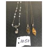 SILVER 925 PENDANT NECKLACES POSSIBLY AMBER