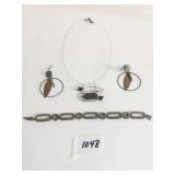 925 SILVER MARCASITE BRACELET HOOP EARRINGS