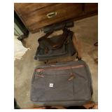 2 CANVAS AND LEATHER LAPTOP BAG AND MESSENGER BAG