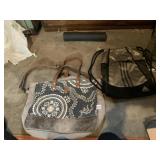 CANVAS AND LEATHER WITH FUR TRIM MYRA BAG AND