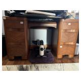 MCM DRESSING VANITY 6 DRAWER BURLED WOOD