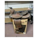 BIG HORN HAND TOOLED LEATHER WESTERN SADDLE,