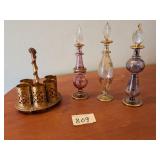 EGYPTIAN GLASS PERFUME BOTTLES FLORENZA COPPER