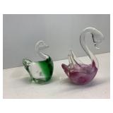 TWO COLOR GLASS SWANS