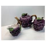 TEAPOT, CR/SUGAR PURPLE GRAPE