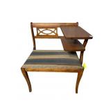 WOOD GOSSIP BENCH WITH UPHOLSTERED SEAT 27"W X