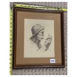 JONI EARECKSON MAN W/ PIPE PRINT FRAMED