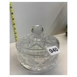 COVERED CANDY DISH ETCHED