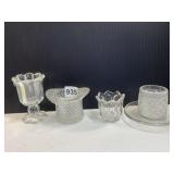 GLASS HAT AND FOOTED TOOTHPICK HOLDER