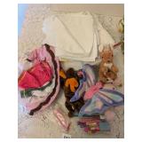 VINTAGE FLANNEL BABY BLANKETS DOLL CLOTHES BEANIE