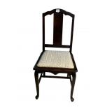 WOOD CHAIR WITH FLORAL UPHOLSTERED PATTERN 18"W X