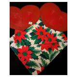 CHRISTMAS TABLECLOTH POINSETTIAS TWO RED HEART