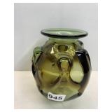 GREEN ART GLASS VASE