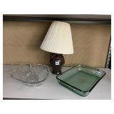 CUTGLASS LARGE BOWL ND SMALL TABLE LAMP CASSEROLE