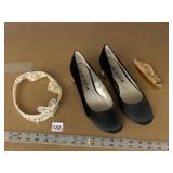 ANNE KLEIN 9.5 DRESS SHOES, VINTAGE HEAD PIECE,