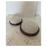 TWO YOGA WOOD BASE CUSHIONS 10" 12" RARELY USED A