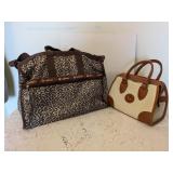 LEOPARD TRAVEL TOTE TRAIL MAKER ZIPPERED POCKETS