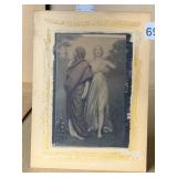 10X7 COLORED LITHOGRAPH OF 2 WOMEN, MARKED ON