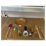 CORE BOWL SCRAPERS, WILLIAM SONOMA SPATULA, WOOD