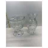 CRYSTAL VASE AND LARGE BOWL