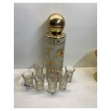 MCM GLENSHAW GLASS WORKS DECANTER AND 6 SHOT