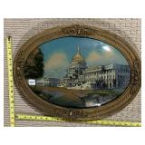 OVAL REVERSE PAINTING ON GLASS DAMAGE ON FRAME -