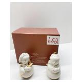 CHINA JEWELED SNOWMAN SALT/PEPPERS $25.00