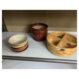 PETER BORO BASKET AND MATCHED POTTERY PLANTER