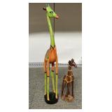 WOODEN HAND CARVED GIRAFFES 15.5" TALL AND 8" H
