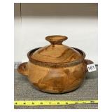 HAND THROWN STONEWARE COVERED CASSEROLE DISH,