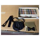 VINTAGE SILK BOW TIES, PLAID CUMMERBUND AND BOW