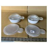 2 CORNING 550ML INDIVIDUAL BAKERS WITH GLASS AND