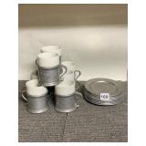 SET OF 8 WILTON PEWTER DESSERT PLATES AND MUGS