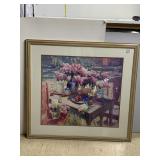 FRAMED 37" X 34" FLOWERS ON THE TABLE