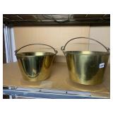 2 BRASS BUCKETS WITH HANDLES, 11X8 ONE MARKED