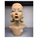 VINTAGE PLASTER MANNEQUIN HEAD 18" H