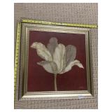 FRAMED FLOWER PRINT SIGNED LR BELIEVE DIANE