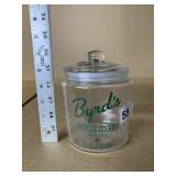 6" GLASS CANISTER WITH LID, BYRDS FAMOUS COOKIES