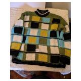 BULKY KNIT ISAAC MIZRAHI BLOCK PATTERN SWEATER