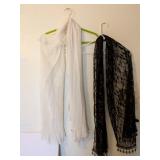 SHAWLS CHARTER CLUB WHITE CHIFFON RUFFLE EDGE