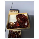 RUBY COLORED TEXTURED BEADS AND CORN PADS