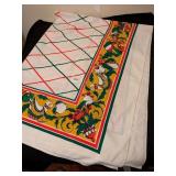 CHRISTMAS TABLECLOTH BORDER PRINT DRUMS FOLK