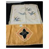 EMBROIDERED BLUE FLYING SWALLOWS PILLOW COVER 17"