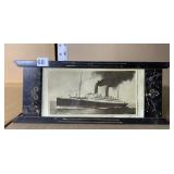 BLACK AND WHITE PHOTO OF RMS CARMANIA IN CARVED