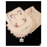 EMBROIDERED LINENS DOILIES DRESSER SCARVES